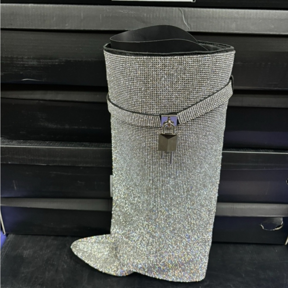 Women's Silver Rhinestone Boots